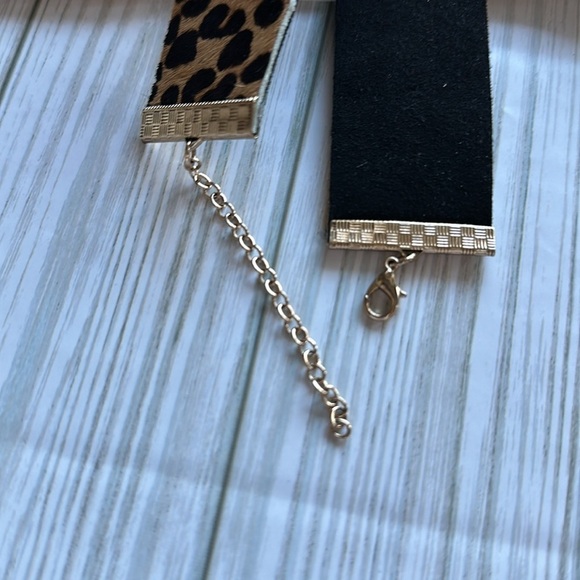 Free People Rebellion Pony Hair Leopard Print Choker Necklace with Dust … - Picture 3 of 6